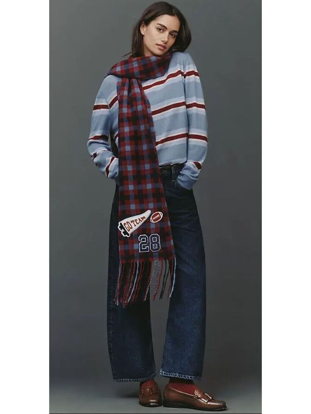 NWOT ANTHROPOLOGIE DAILY PRACTICE HERITAGE PATCH FOOTBALL SCARF
